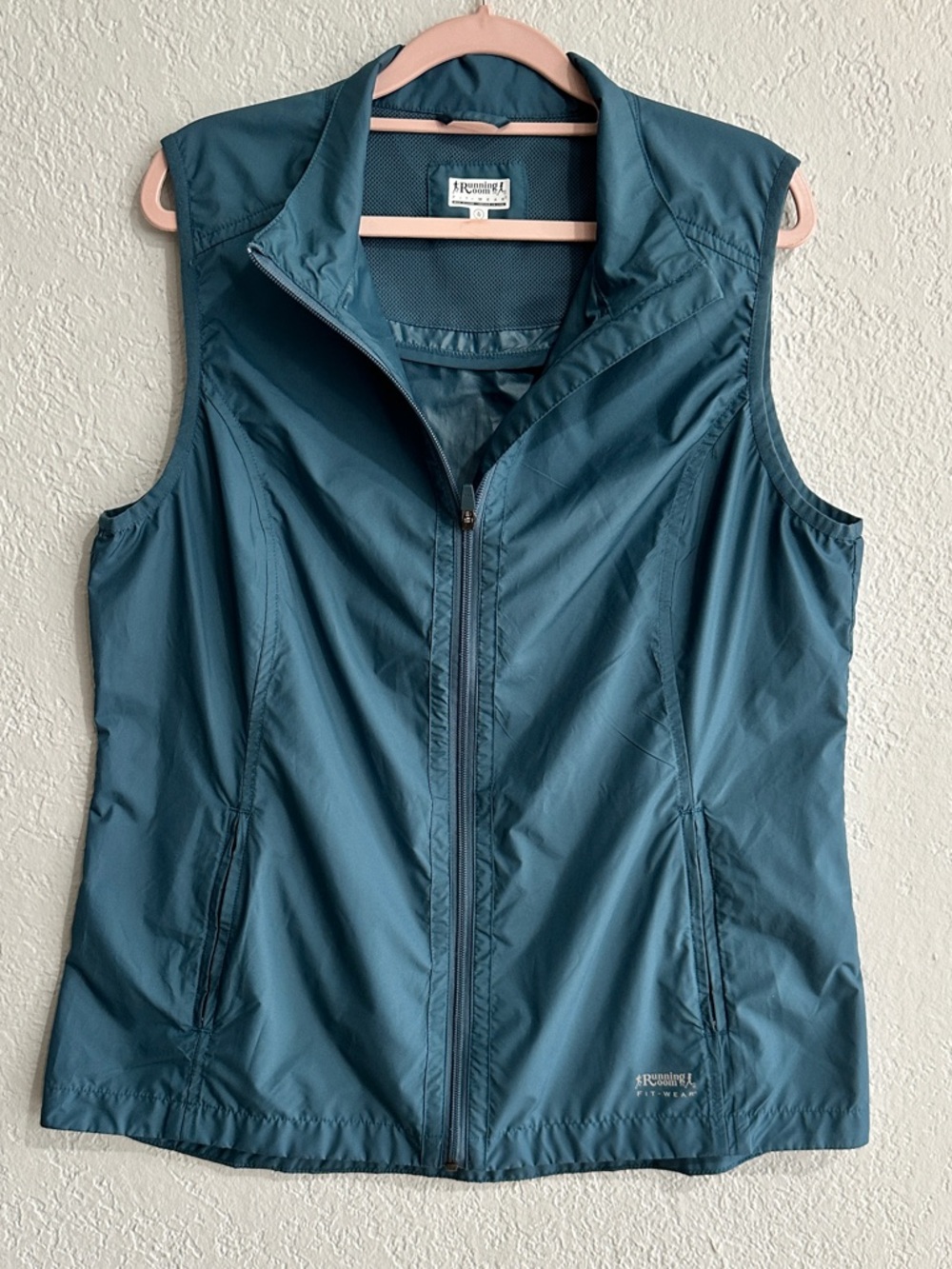 Running Room Women’s Athletic Vest Teal Blue Zip Lightweight XL(fits closerto L)